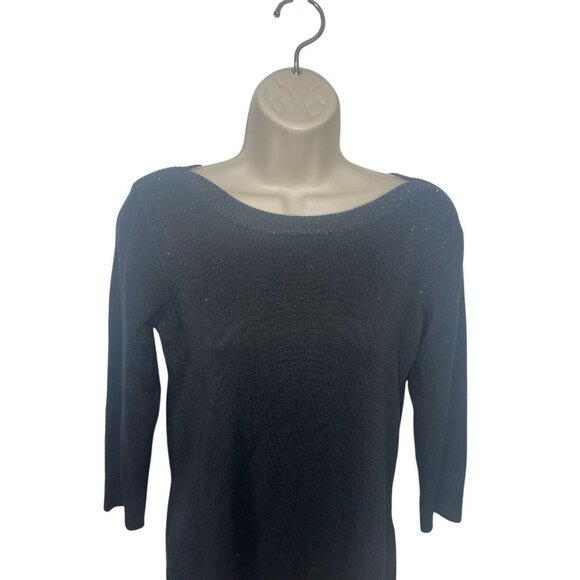 CABLE & GAUGE Womens Small Black Long Sleeve Pullover Sweater with Sparkles READ - Picture 3 of 10